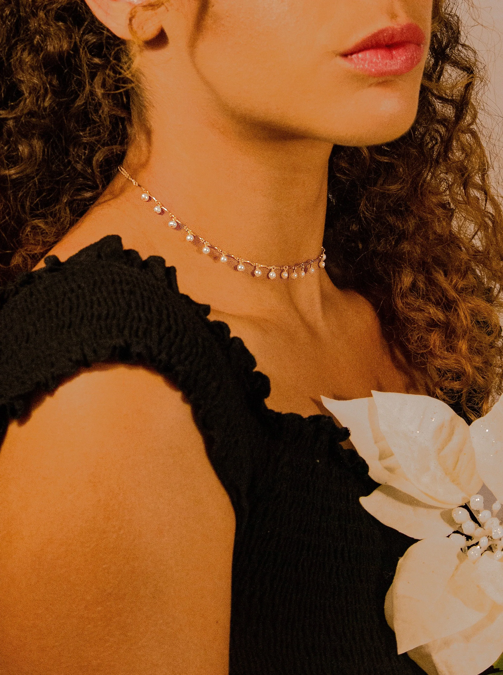 Leticia - White Freshwater Pearl, 14k Gold Filled “Choker” Necklace