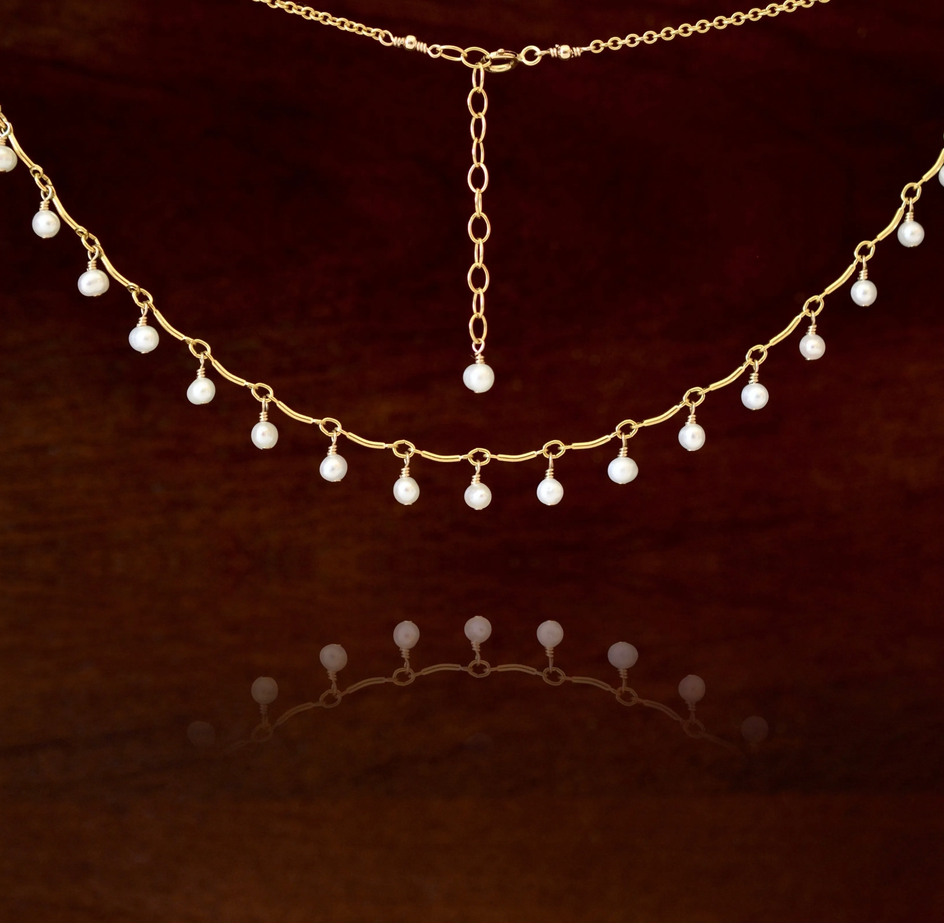 Leticia - White Freshwater Pearl, 14k Gold Filled “Choker” Necklace