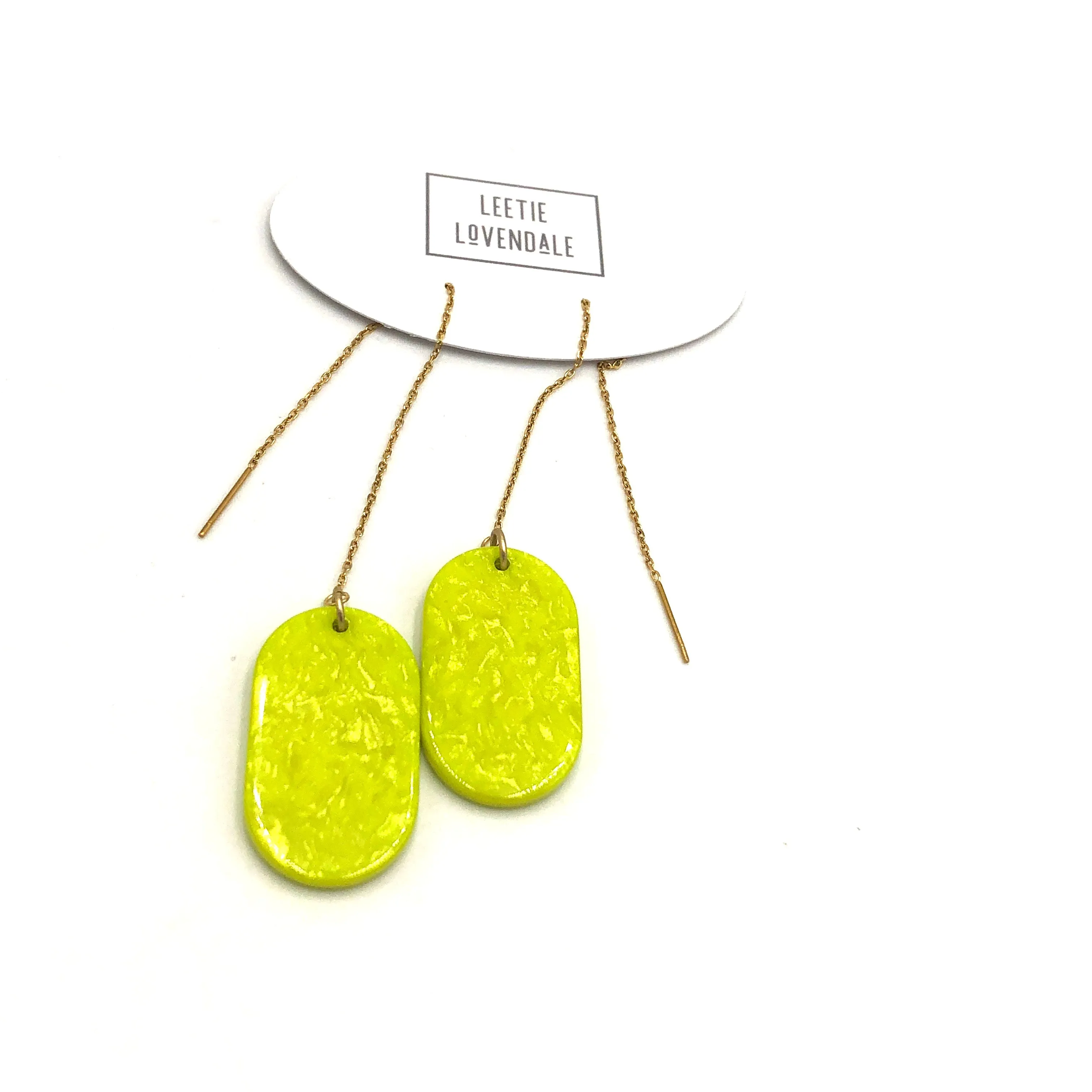 Lime Tag Threader Earrings