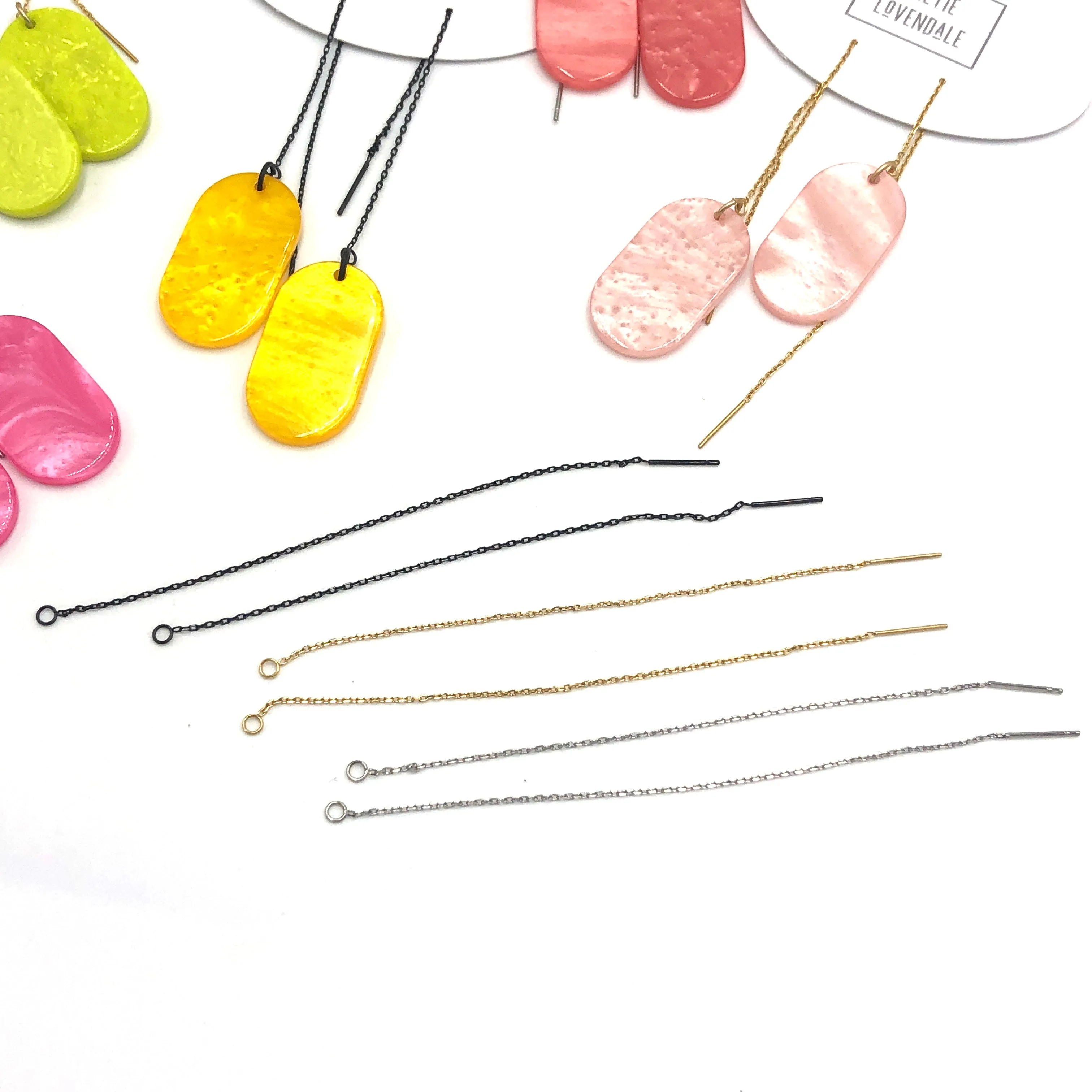 Lime Tag Threader Earrings
