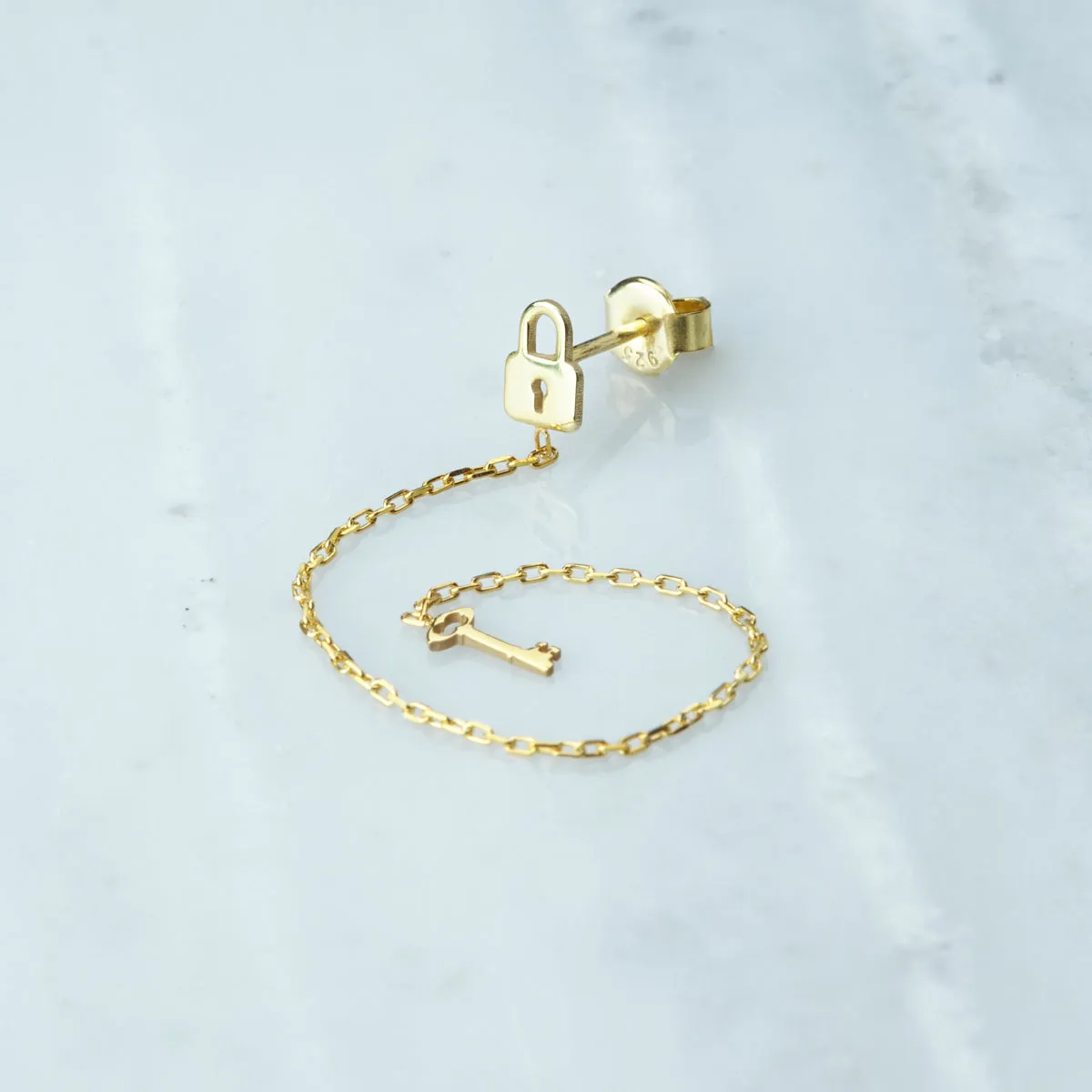 Lock & Key Threader Earrings