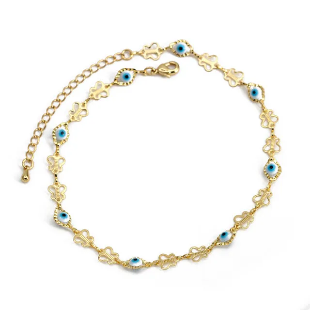 Lucky Eye Fatima Hand Evil Eye Foot Chain Anklet