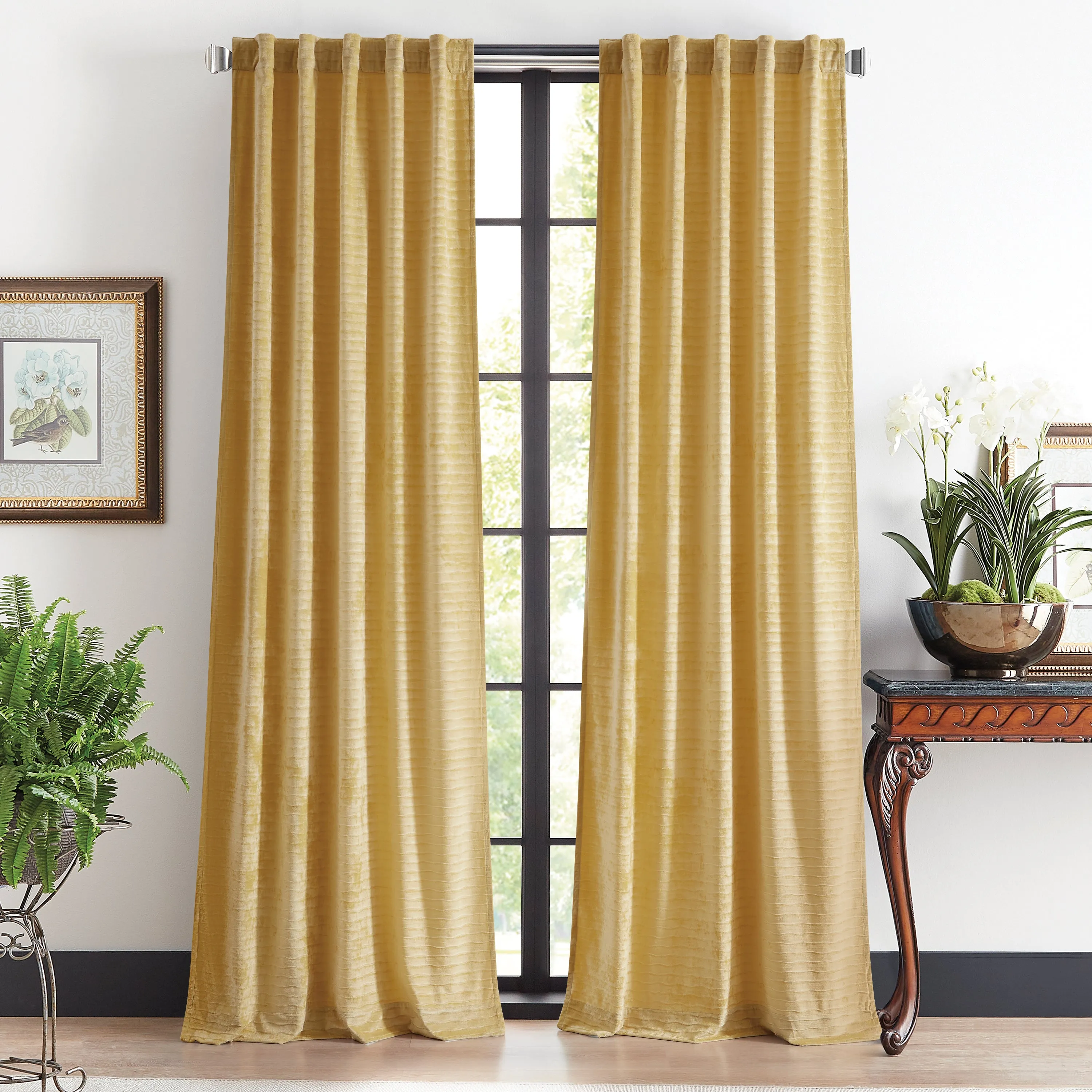 Martha Stewart Wave Embossed Curtain Panel Pair