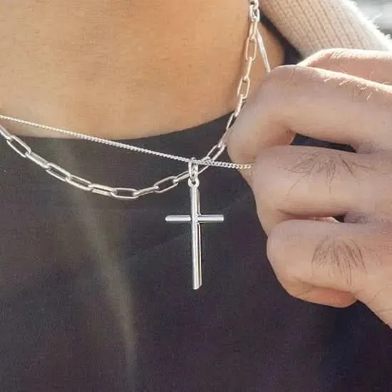 Men's Silver Cross Necklace