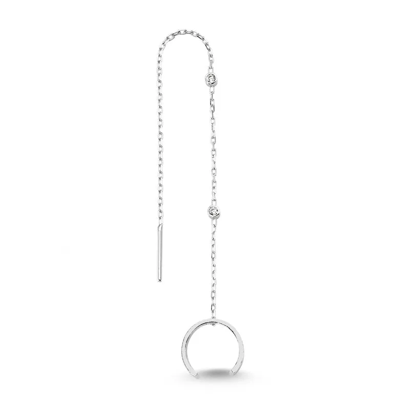 Minimalist Cartilage Cuff Threader Earrings with Chain