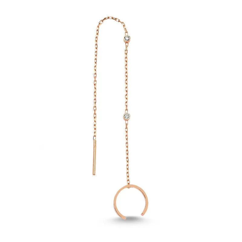 Minimalist Cartilage Cuff Threader Earrings with Chain