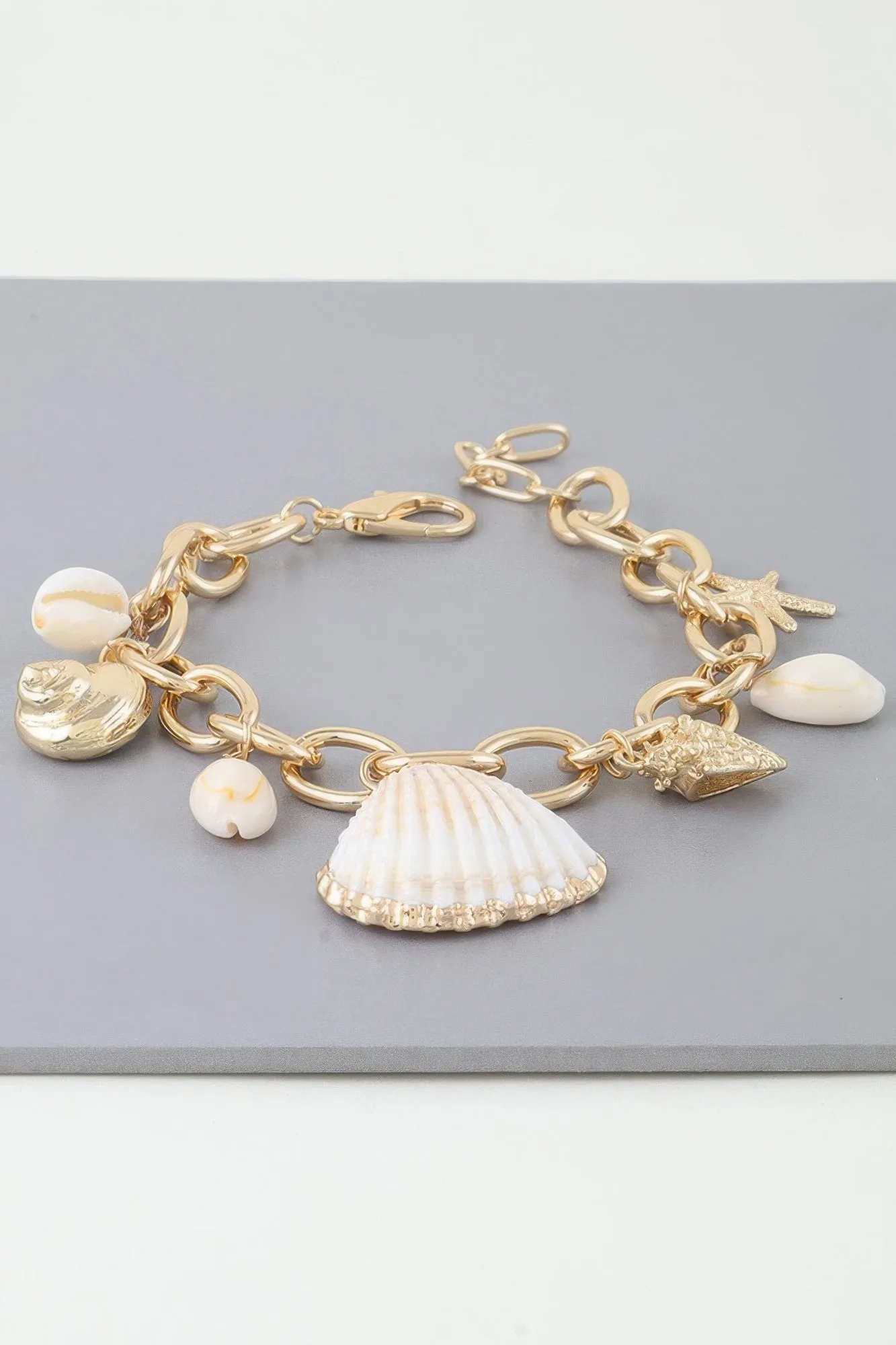 Multi Seashell Charm Chain Bracelet