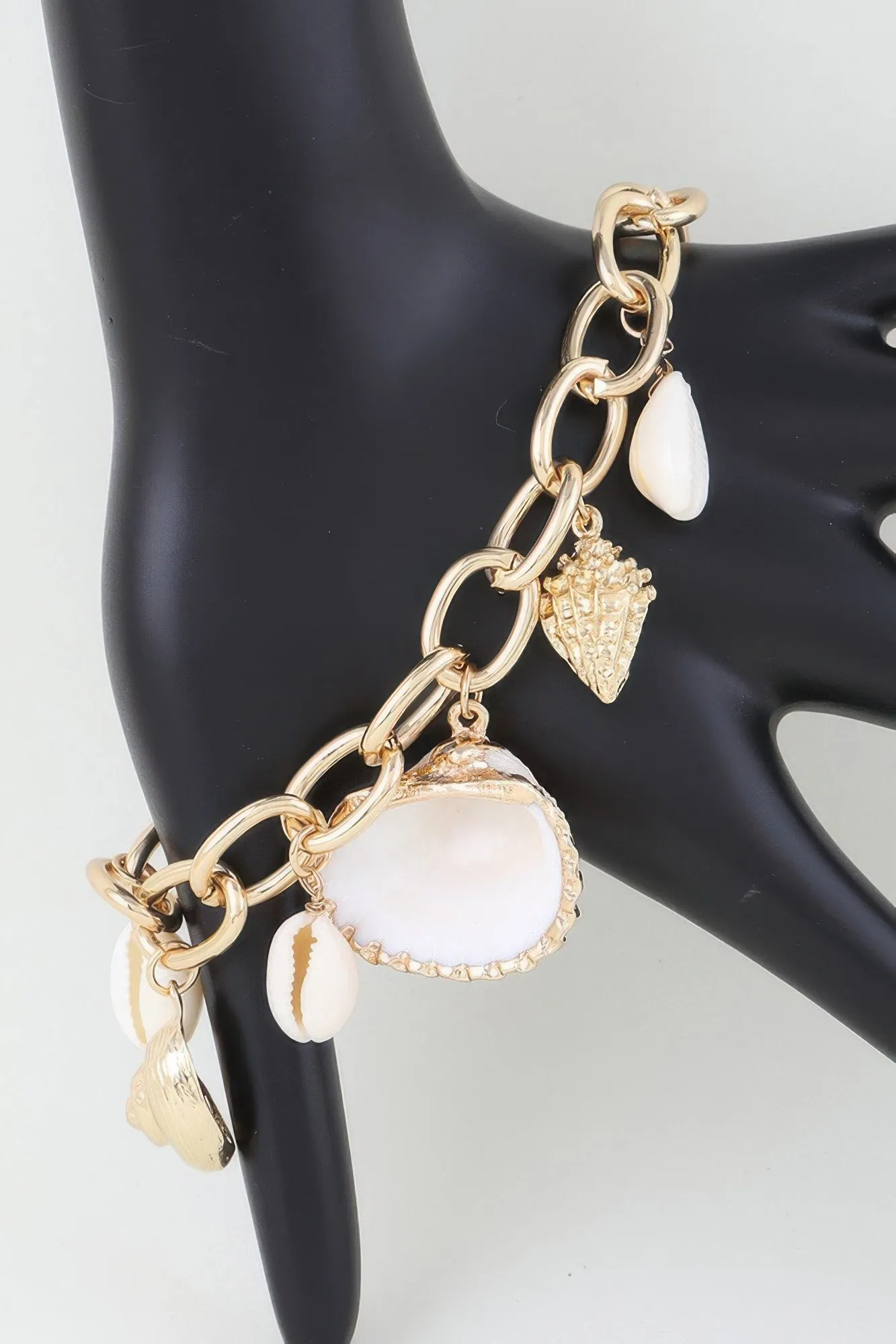 Multi Seashell Charm Chain Bracelet