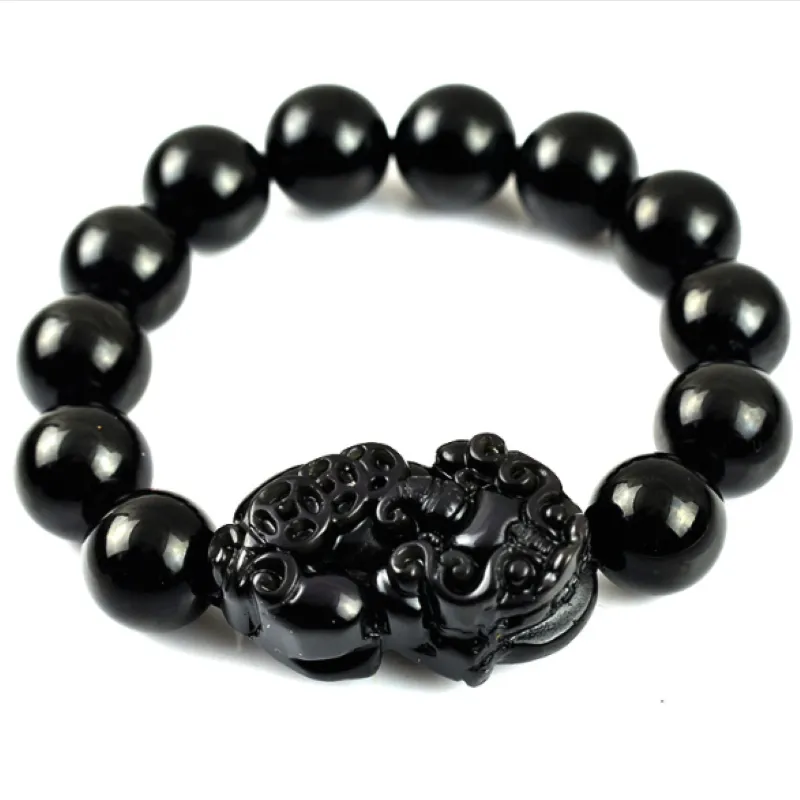 Natural Black Obsidian Pixiu Wealth Bracelet