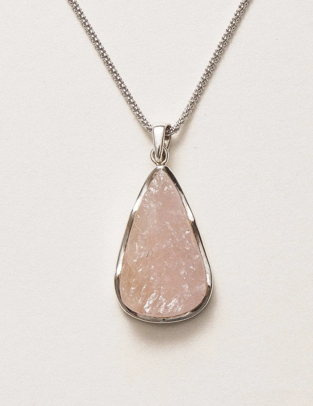 Natural Rose Quartz Teardrop Pendant