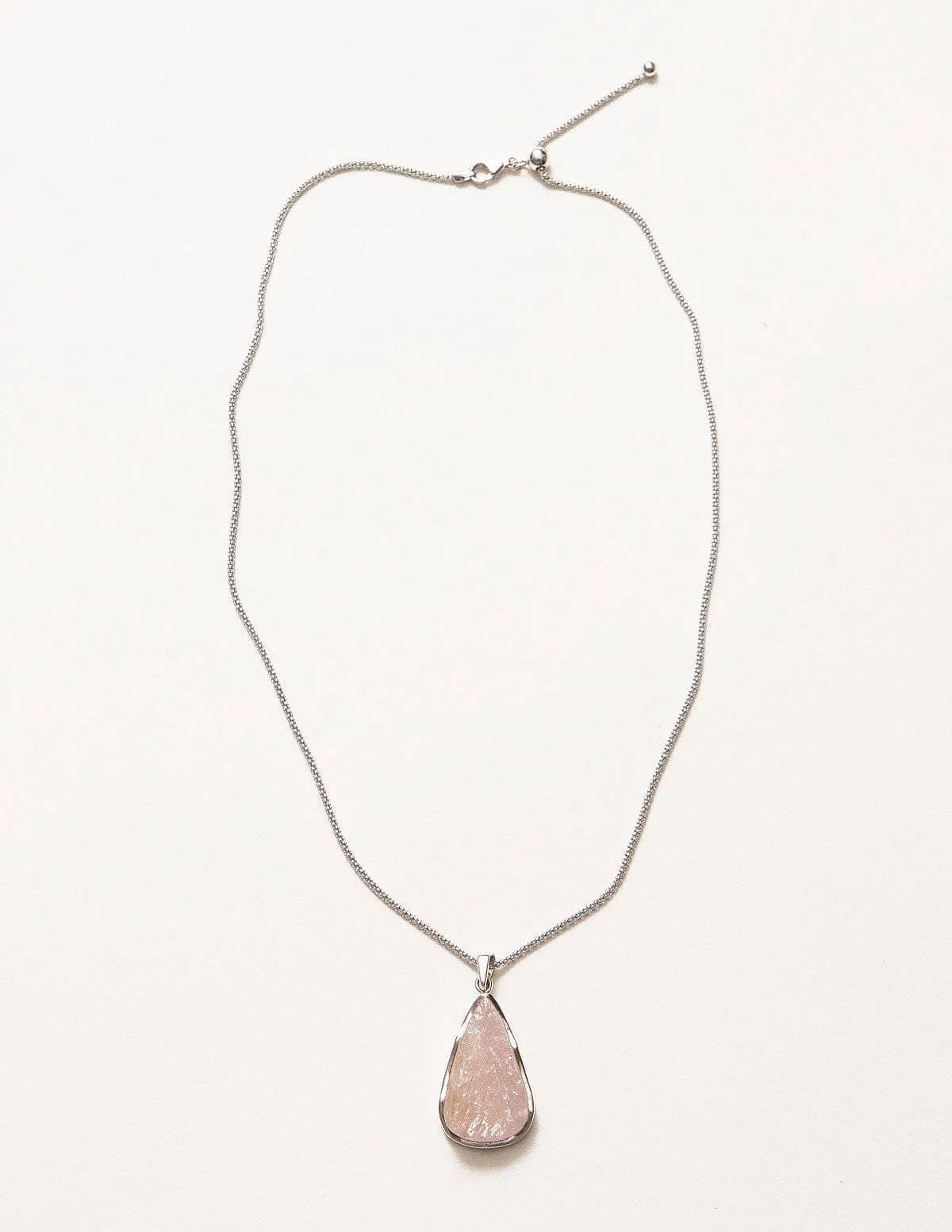 Natural Rose Quartz Teardrop Pendant