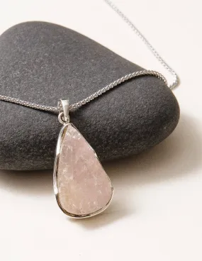 Natural Rose Quartz Teardrop Pendant