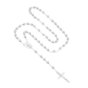 NEW Silver Plated Catholic Virgen de Guadalupe 6mm beads Rosary Necklace Jewelry Jesus Crucifix Cross Pendant