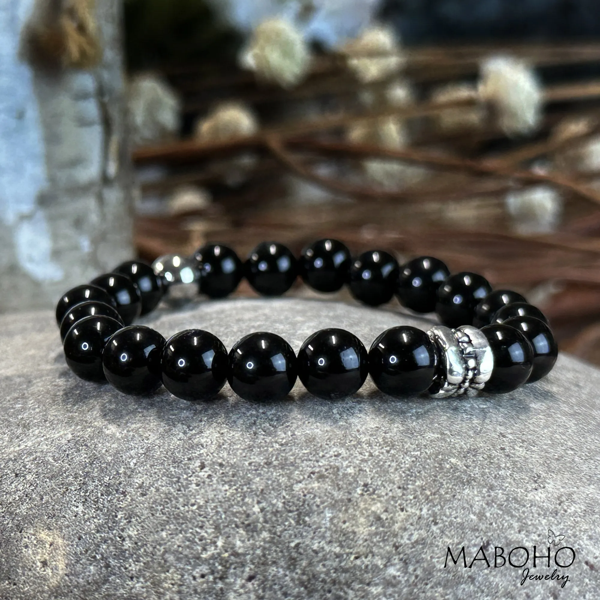 Obsidian Bead AAA Stretch Protection Bracelet