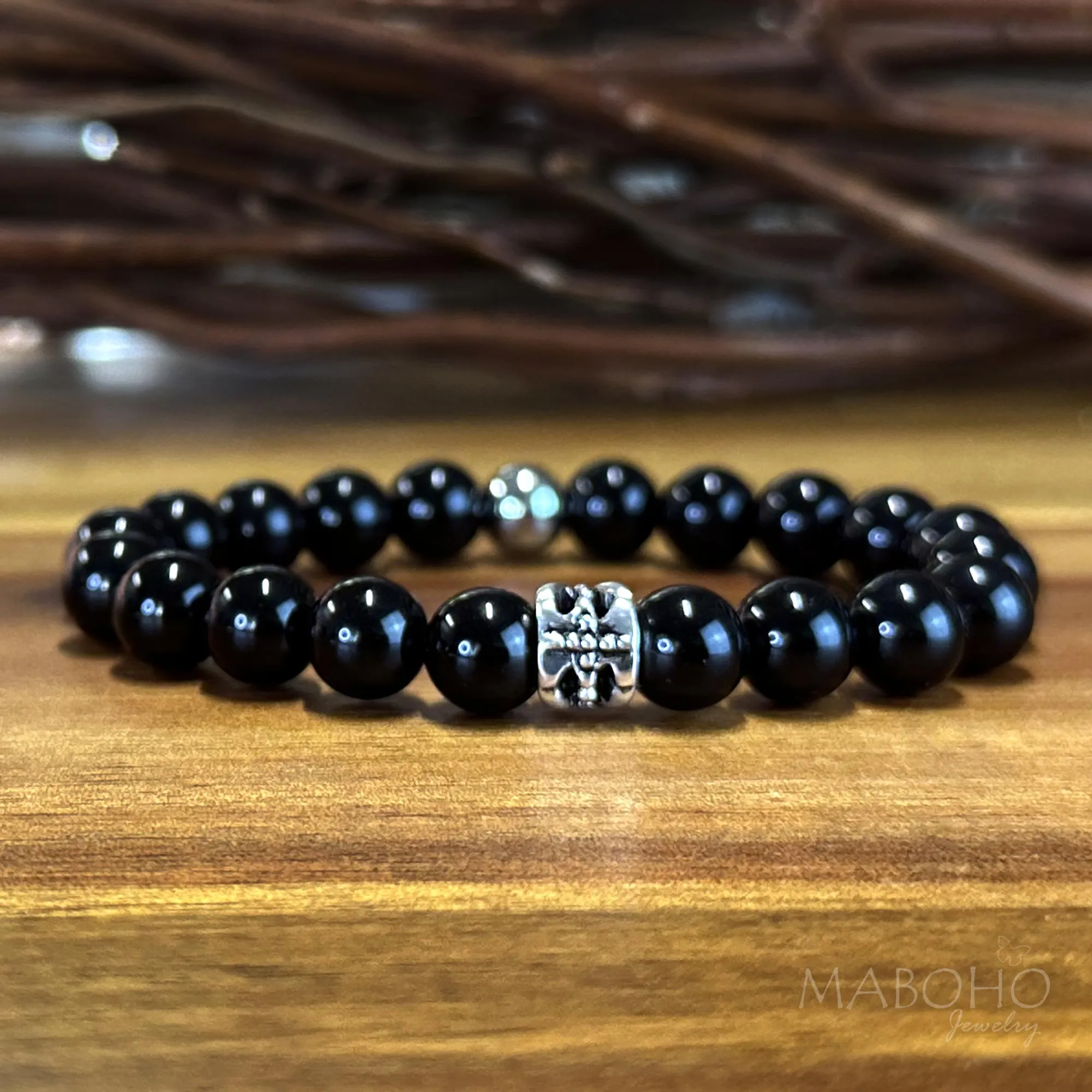 Obsidian Bead AAA Stretch Protection Bracelet