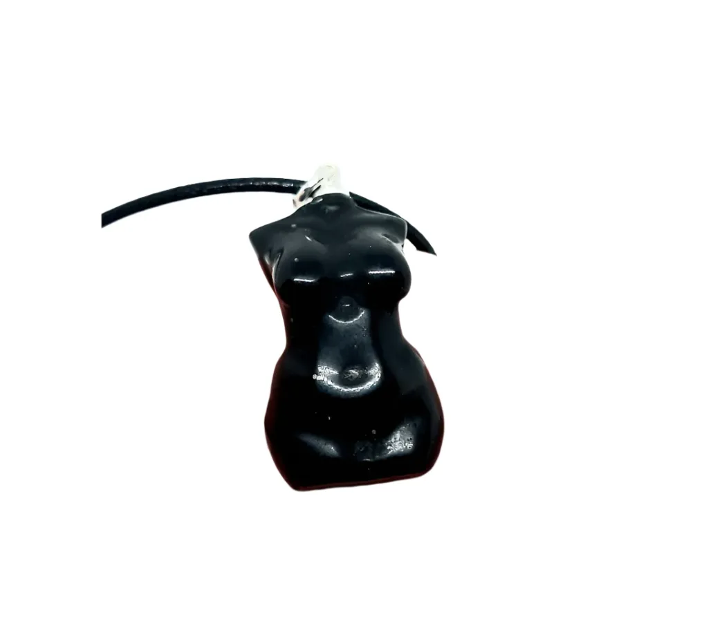 Obsidian Crystal Lady Body Pendant Necklace