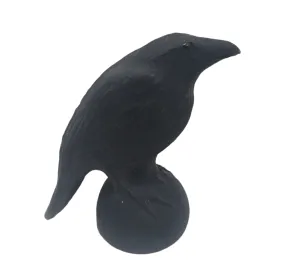 Obsidian Crystal Raven Carving