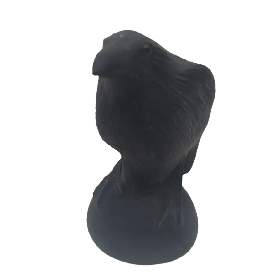 Obsidian Crystal Raven Carving