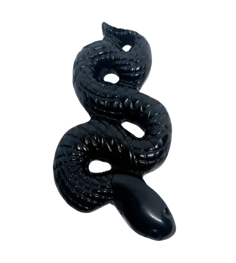 Obsidian Crystal Snake Carving