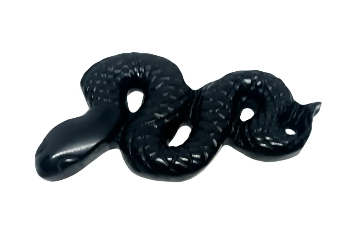 Obsidian Crystal Snake Carving