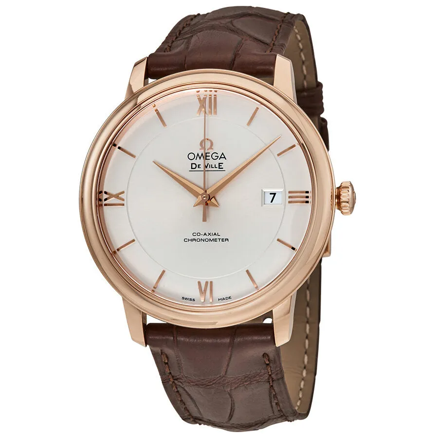 Omega Deville Co-Axial 18kt Rose Gold Automatic Silver Dial Men's Watch 42453402002001