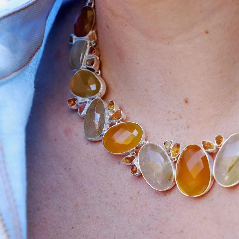 Orange Carnelian Rutilated Quartz Necklace