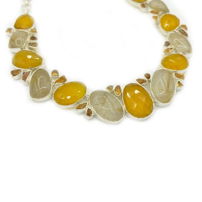 Orange Carnelian Rutilated Quartz Necklace