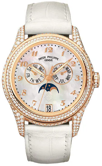 Patek Philippe Complications Mother of Pearl 18kt Rose Gold Diamond Leather Ladies Watch 4937R