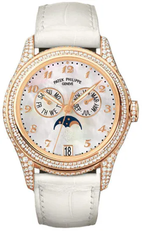 Patek Philippe Complications Mother of Pearl 18kt Rose Gold Diamond Leather Ladies Watch 4937R