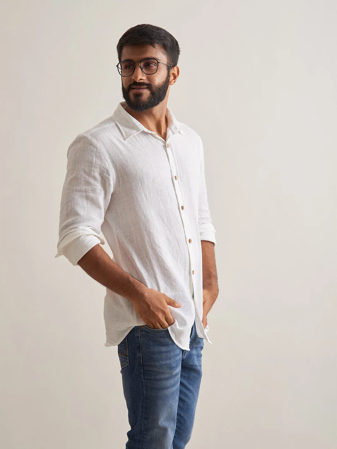 Patrah Morning mist linen shirt