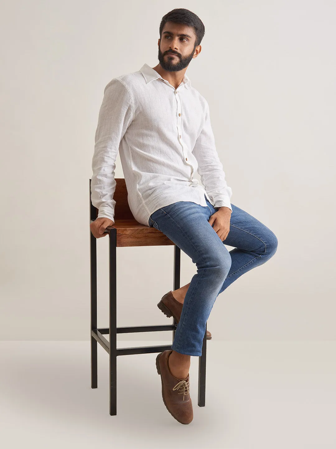 Patrah Morning mist linen shirt