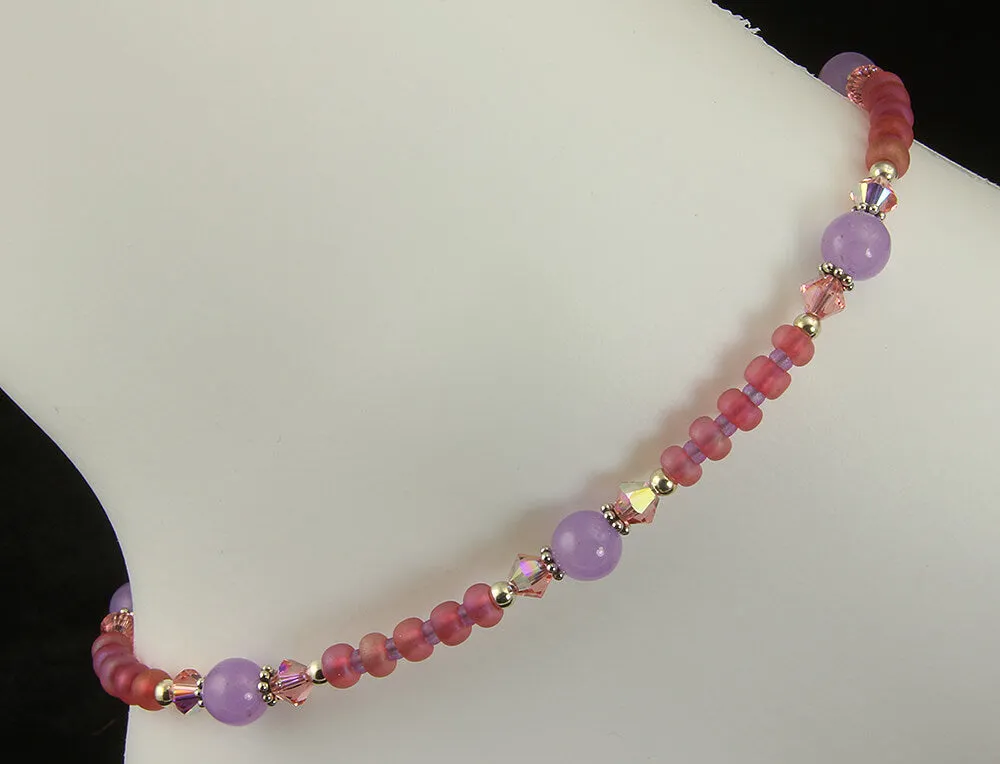 Pink Lavender Jade Gemstone Anklet