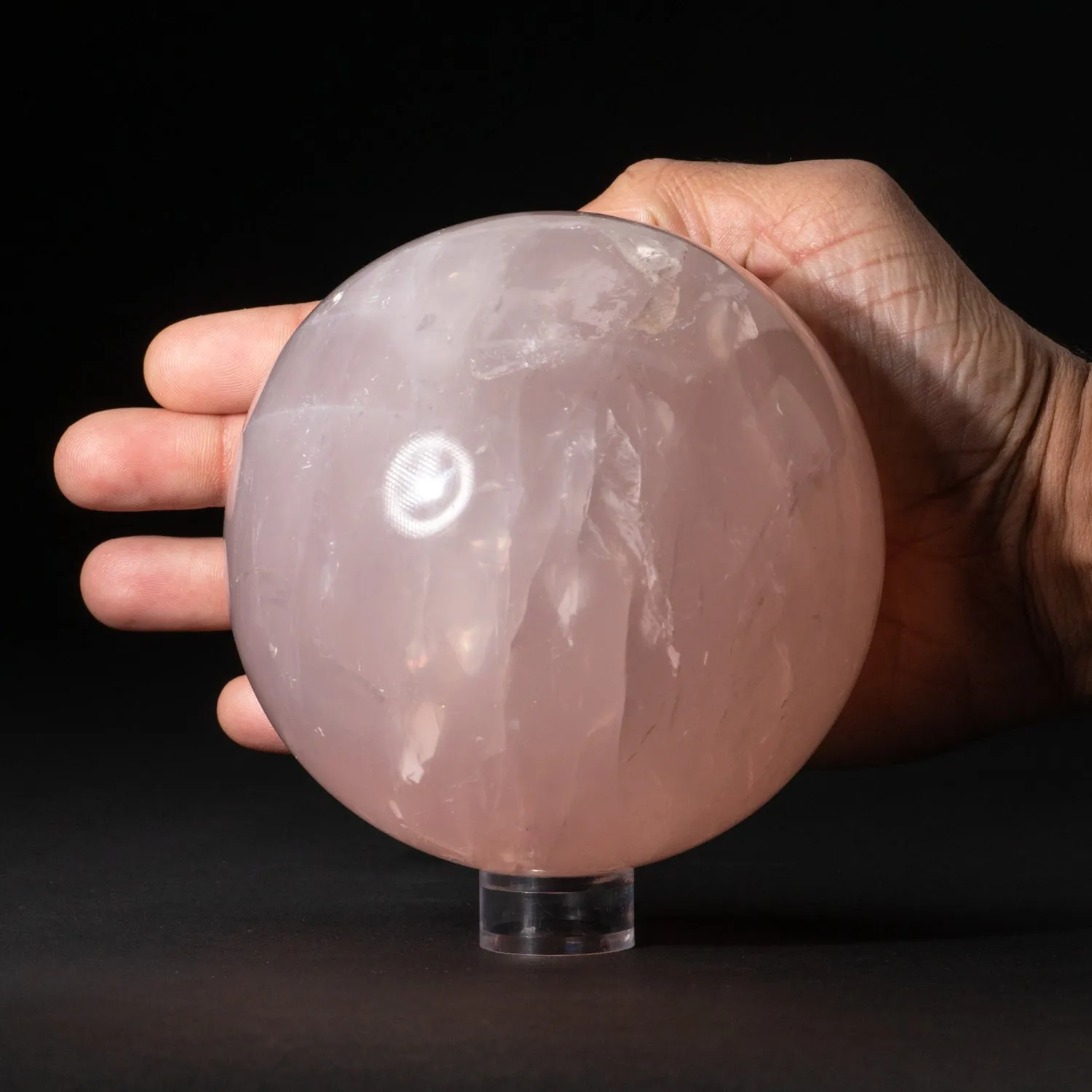 Polished Asteriated Star Rose Quartz Sphere (3.5" Diameter, 3.8 lbs)
