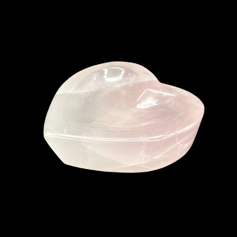Polished Rose Quartz Heart Bowl Jewelry Trinket