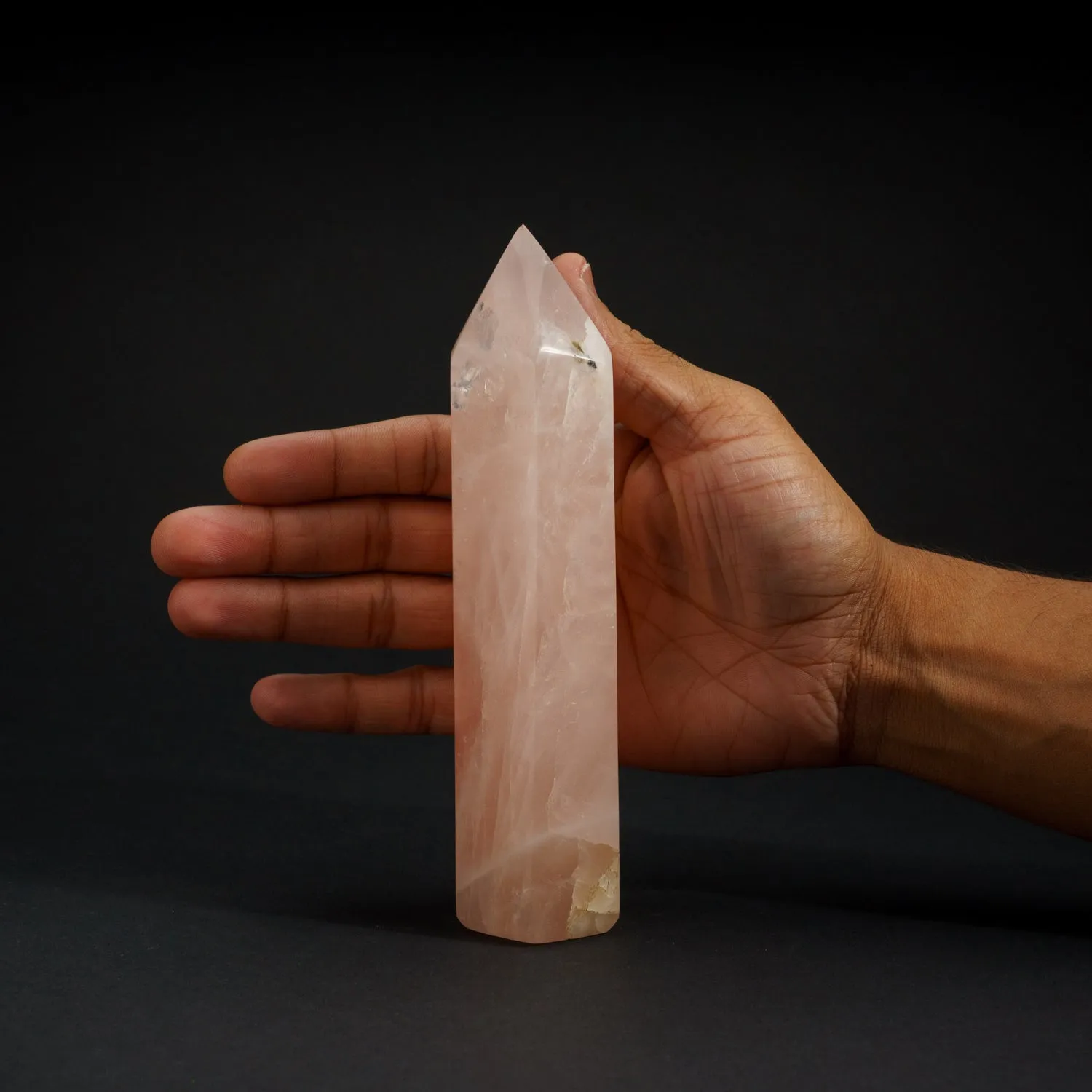 Polished Rose Quartz Obelisk from Brazil (1.2 lbs)