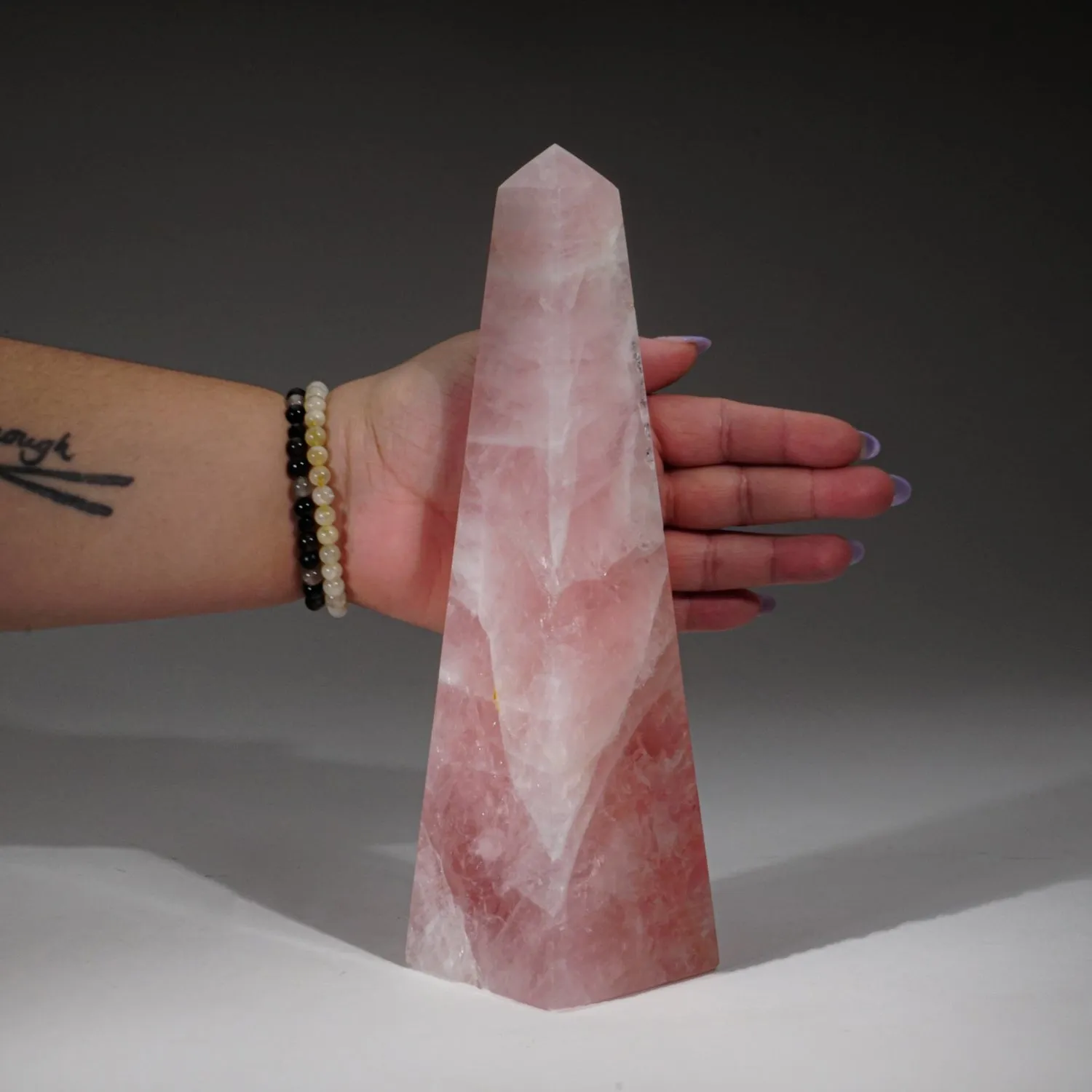 Polished Rose Quartz Obelisk from Brazil (3 lbs)