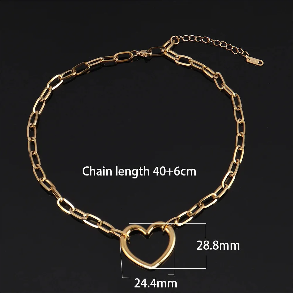 Popular Heart Paperclip Necklace