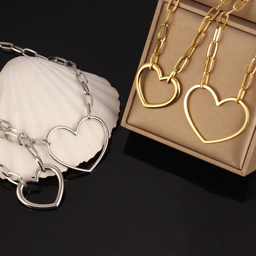 Popular Heart Paperclip Necklace
