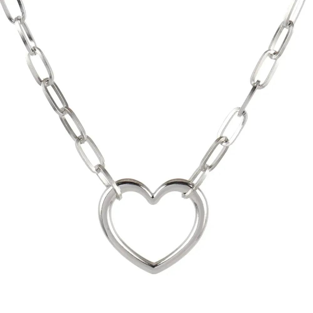 Popular Heart Paperclip Necklace