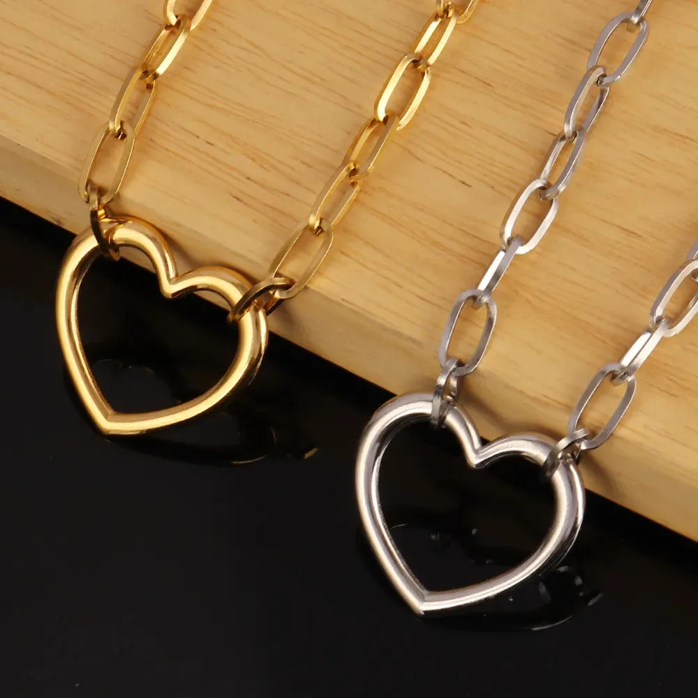 Popular Heart Paperclip Necklace