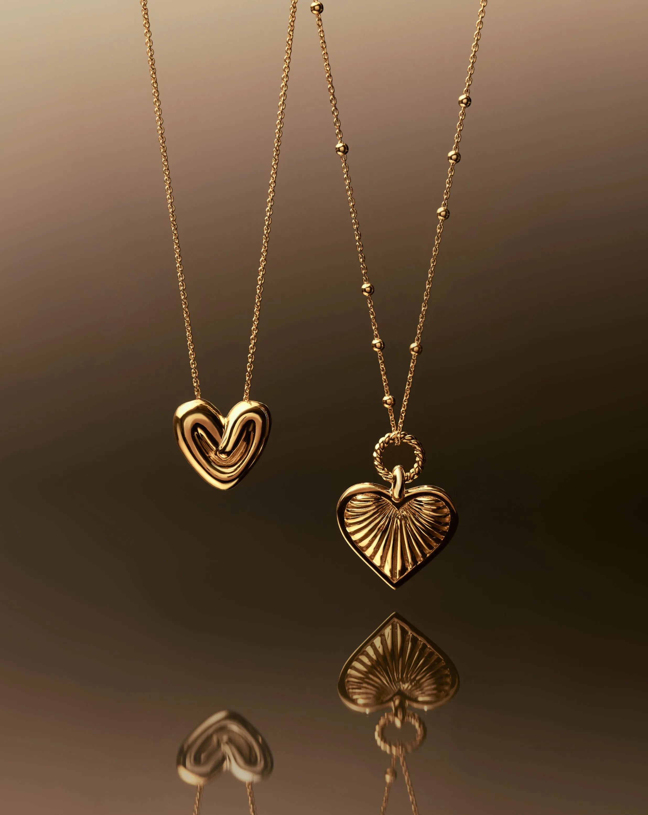 Puffy Heart Pendant Necklace in Gold