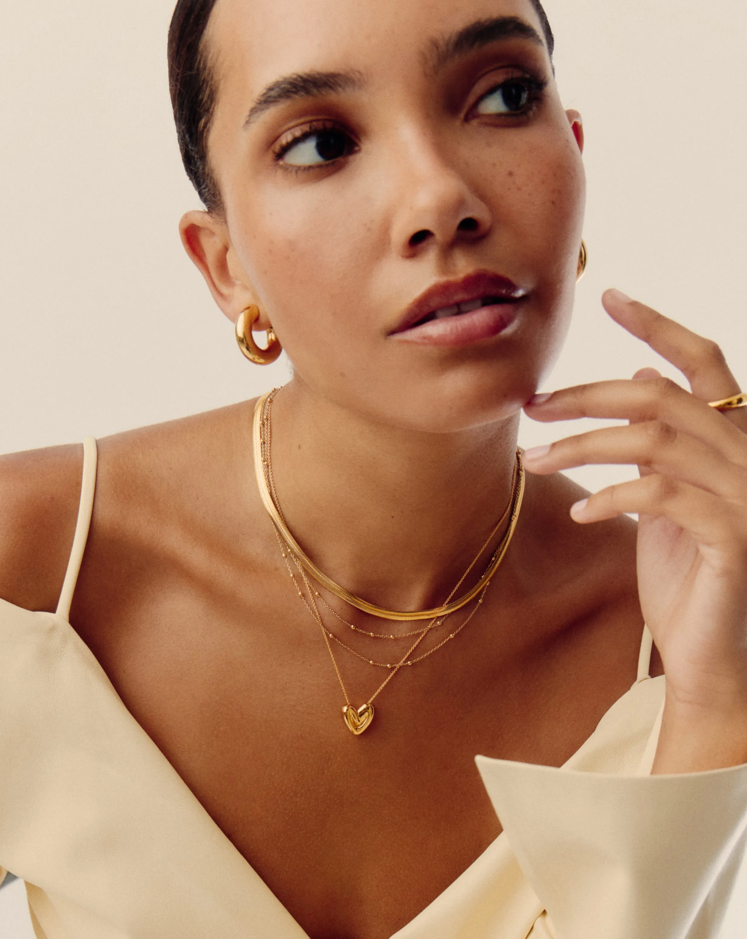 Puffy Heart Pendant Necklace in Gold
