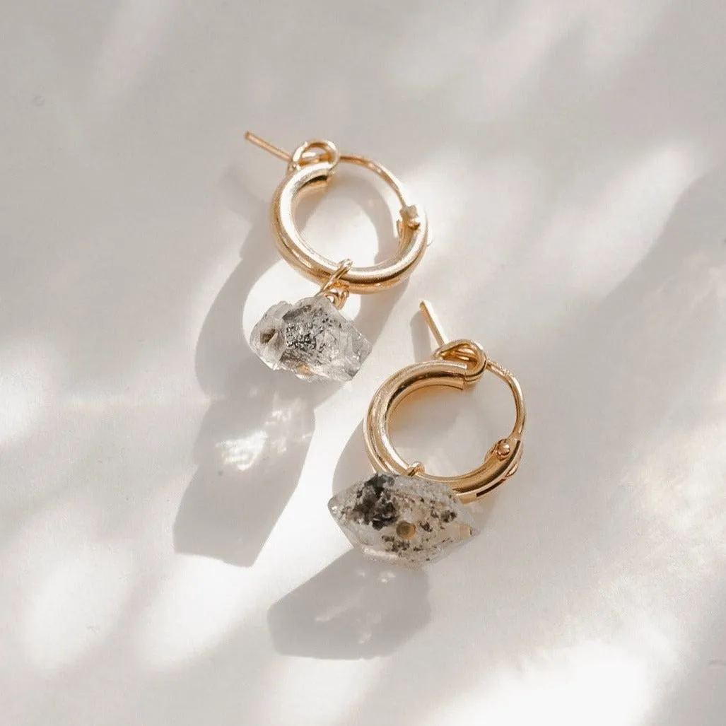 Quartz Gemstone Huggie Hoops - Choose Your Metal