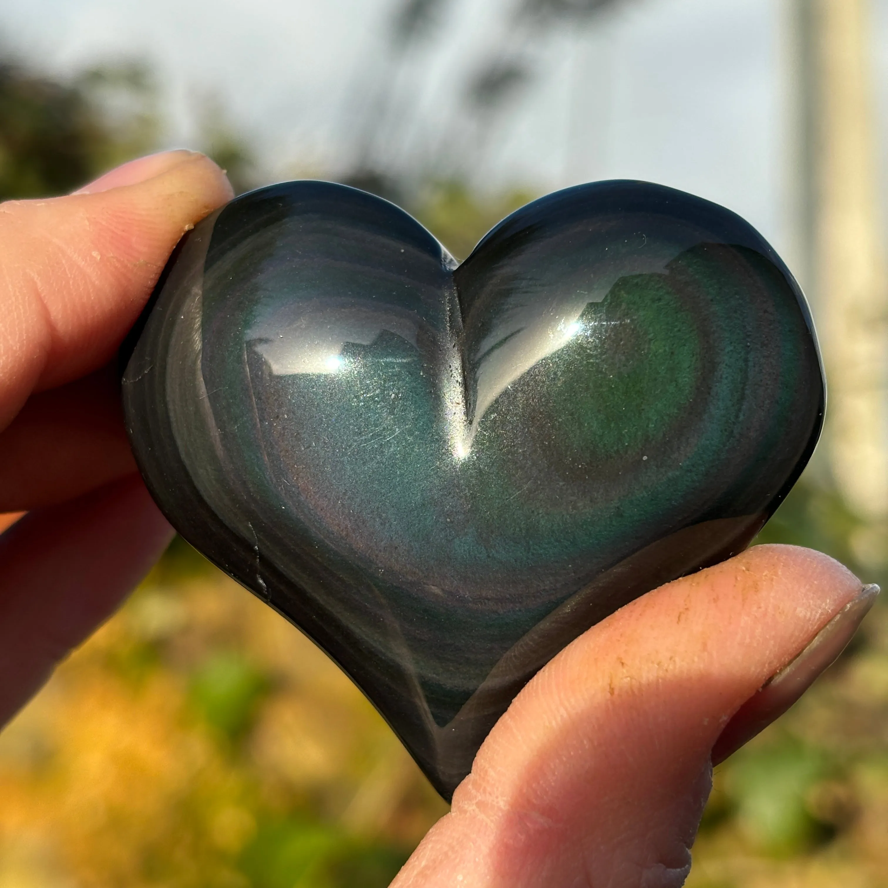 Rainbow Obsidian Puffy Heart | A