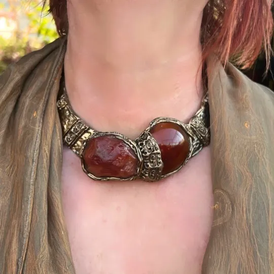 Raw Carnelian Large Stone Ring, Big Chunky Cocktail Ring