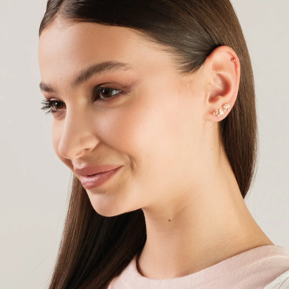 Rose Gold Butterfly Crystal Ear Climber