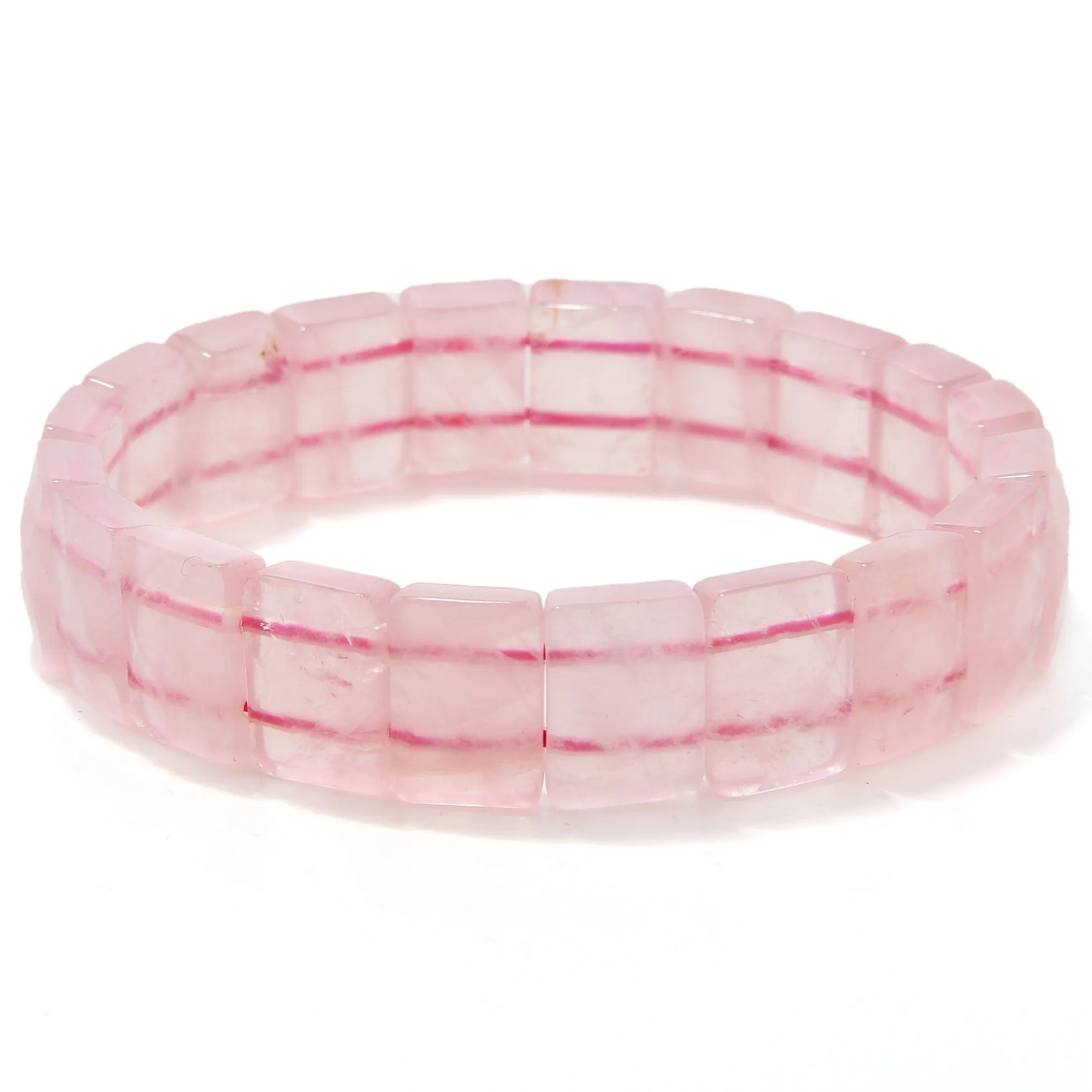 Rose Quartz 15mm Gemstone Bead Elastic Bracelet