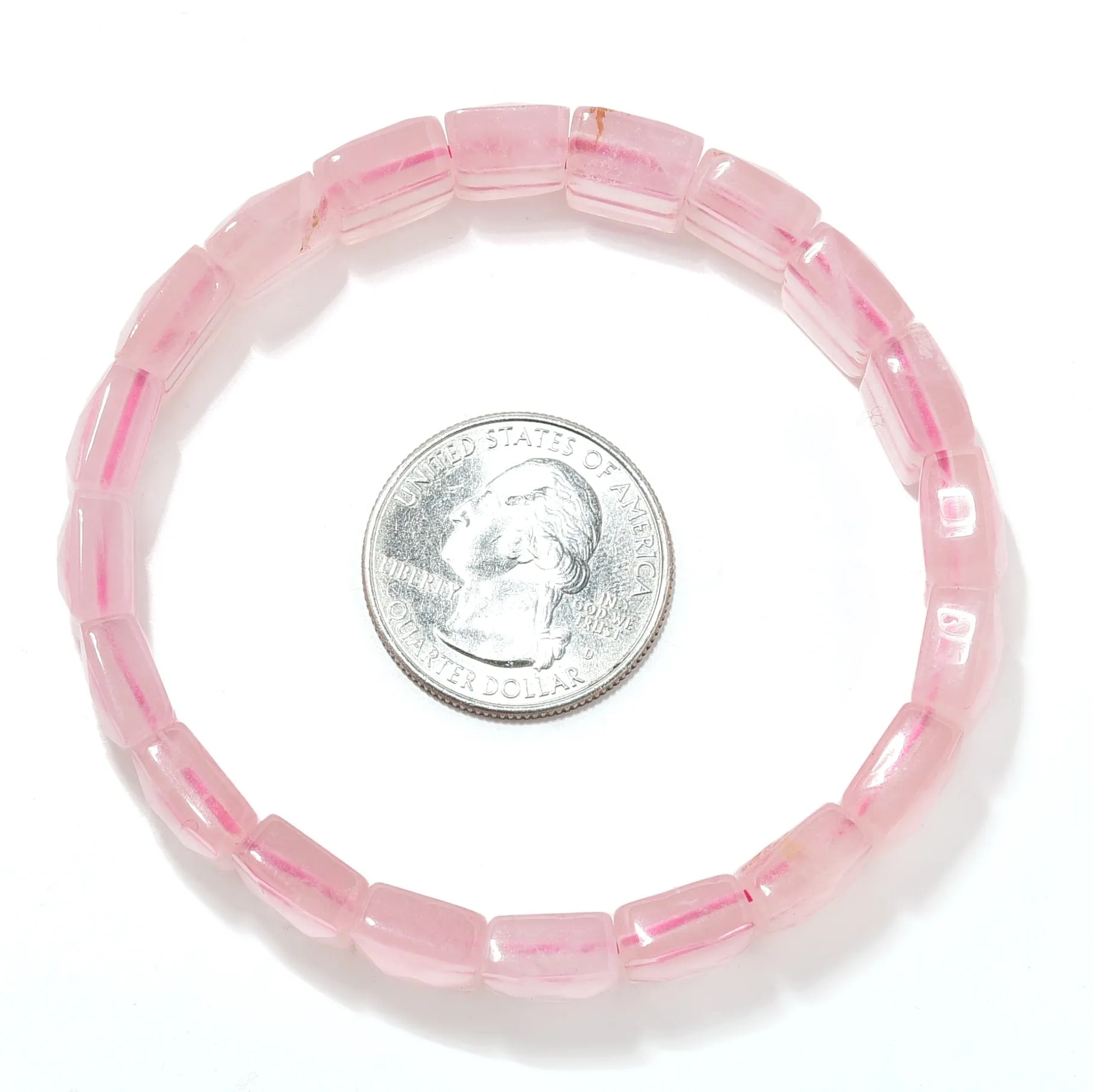 Rose Quartz 15mm Gemstone Bead Elastic Bracelet
