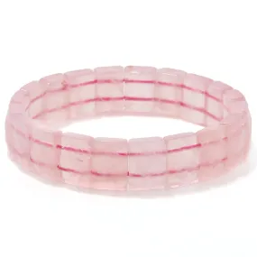Rose Quartz 15mm Gemstone Bead Elastic Bracelet