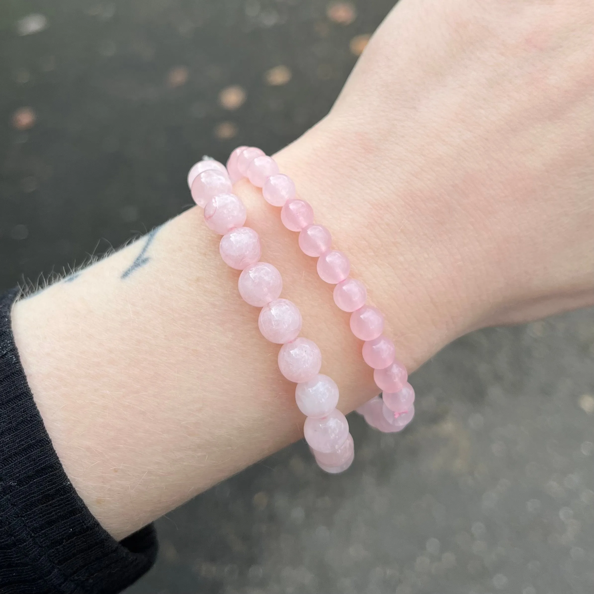 Rose Quartz Bead Bracelet, Stretch